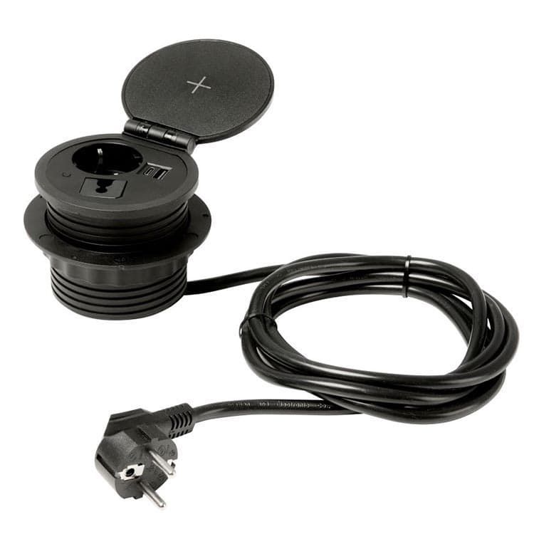 Inbouw 80mm - 2x USB-C, 1x USB-A, 1x Wireless Charger, 1x Stroom