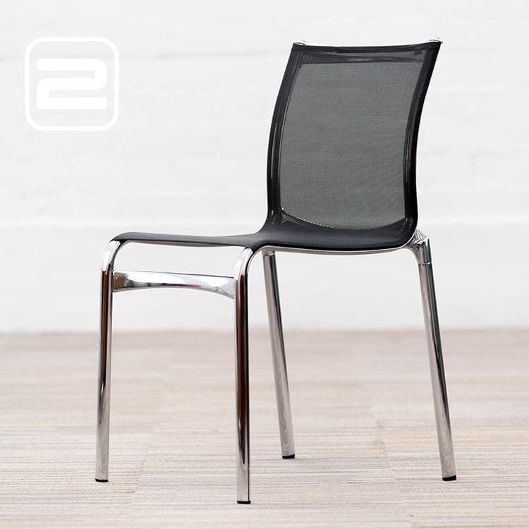 ALIAS Frame Chair Bezoekersstoel Stapelbaar Hoger model b - Zwart Netstof / Aluminium Vierpoot