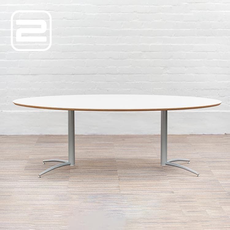 ARTIFORT Lande Vergadertafel B220xD120xH74, 5 - Wit / Grijs metalen 4-poot