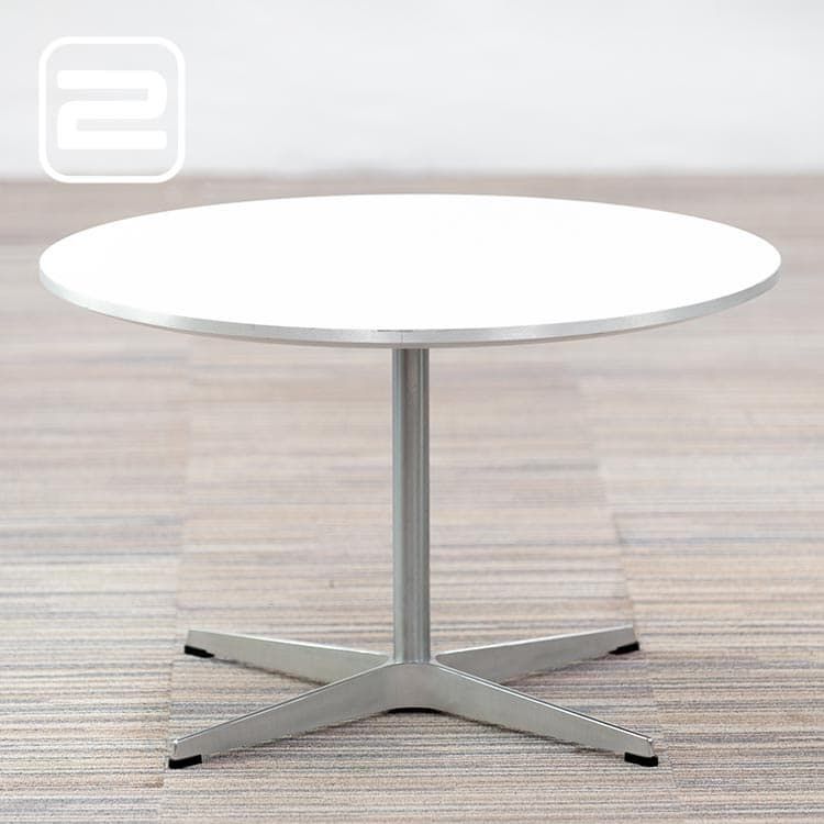 FRITZ HANSEN Circular A223 Salontafel B75xD75xH47 - Wit Laminaat / Grijs Aluminium Sterpoot