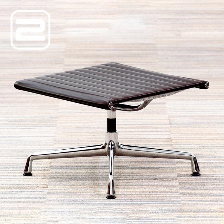 VITRA EA125 Hocker B54xD54xH37, 5 - Donkerbruin Leder / Chrome 4-poot