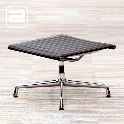 VITRA EA125 Hocker B54xD54xH38 - Donkerbruin Leder / Chrome 4-poot