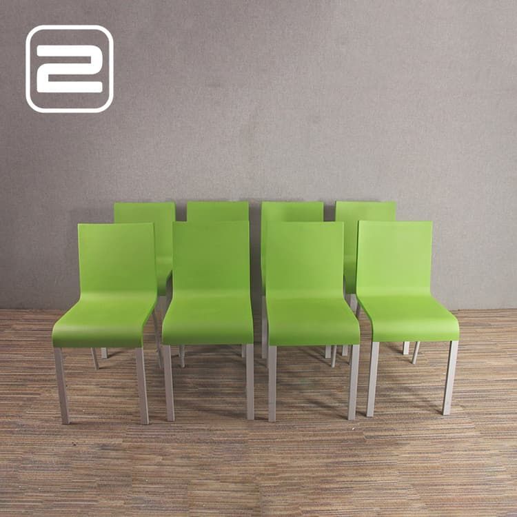 Set van 8x VITRA Maarten van Severen .03 Design Stoel - Groen Kunststof / Alu Vierpoot