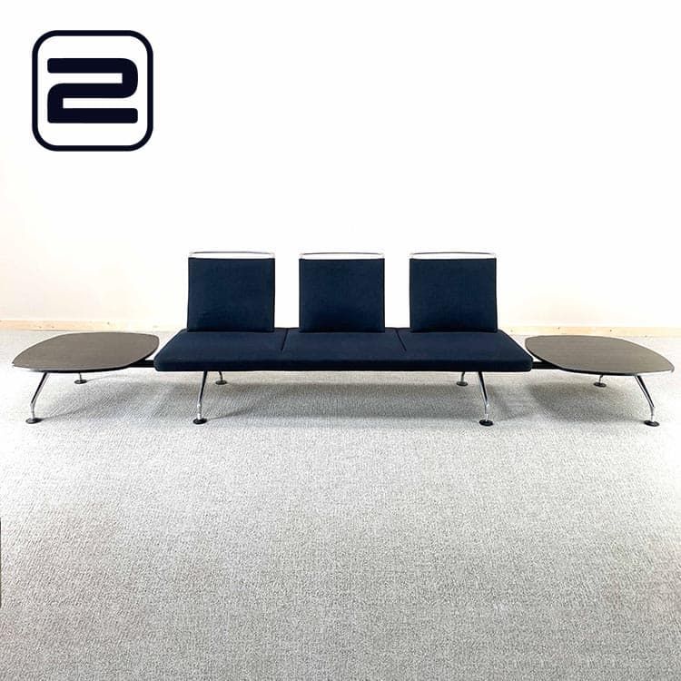 VITRA Area Zitbank 3-zit Antonio Citterio B400xD80xH93 - Zwart Stof / Hout / Chrome 6-poot