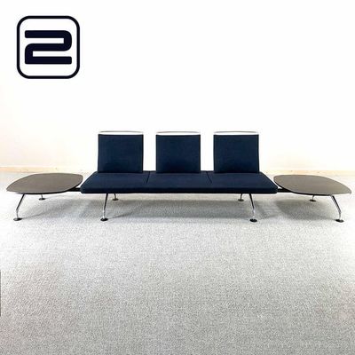 VITRA Area Zitbank 3-zit Antonio Citterio B400xD80xH93 - Zwart Stof / Hout / Chrome 6-poot