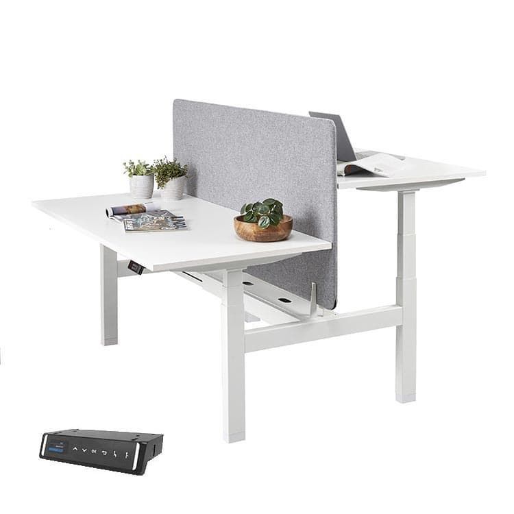 Premium XFB3 DUO Elektrische Zit-Sta Dubbele Workbench B120xD165 xH65-130 - T-Poot