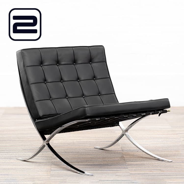 KNOLL Barcelona Chair Armchair by Ludwig Mies van der Rohe - Zwart Leder / Chrome Vierpoot