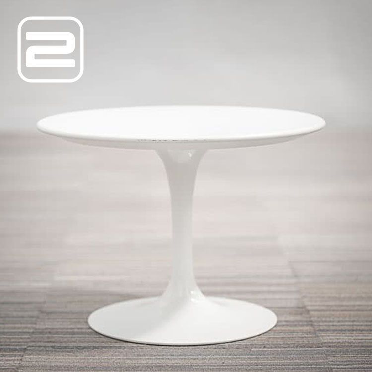 KNOLL Saarinen Tulip Bijzettafel by Eero Saarinen B51xD51xH37 - Wit Laminaat / Wit glans Centrale Poot