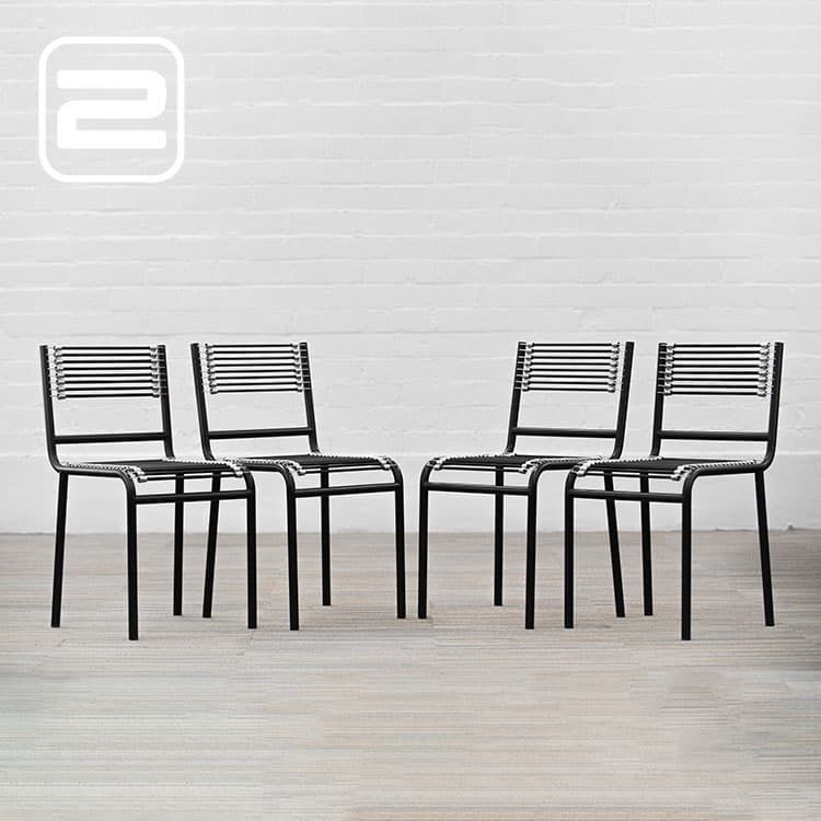 Set van 6x RENÉ Sandow Design Stoel - Zwart Metaal / Zwart Vierpoot