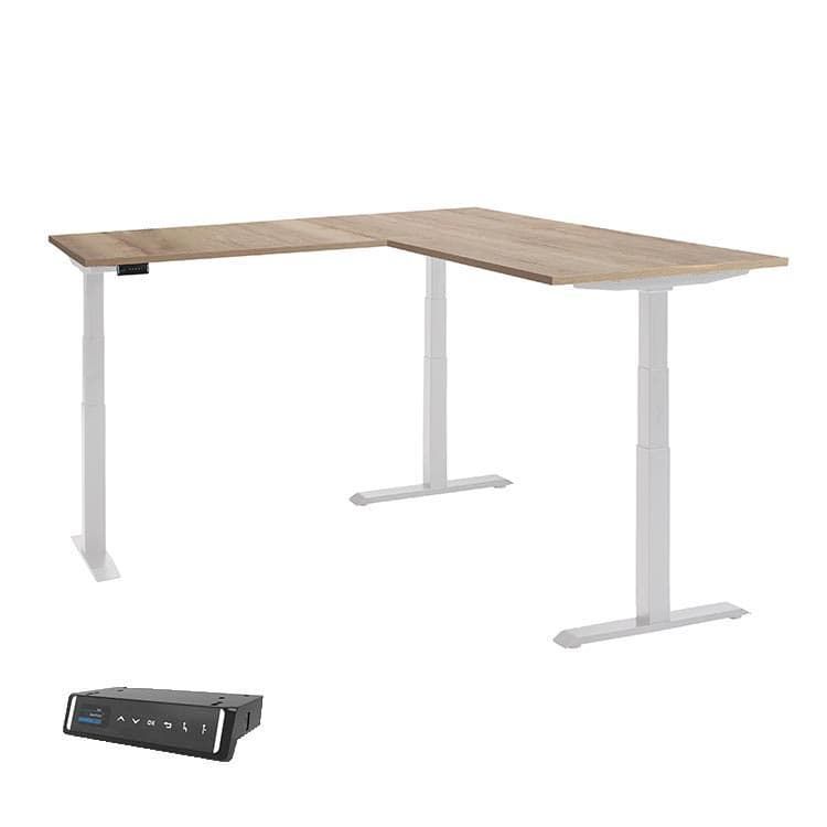 Premium XF390 Elektrisch Zit-Sta Hoekbureau 180x80+120x60 xH65-130 - T-Poot