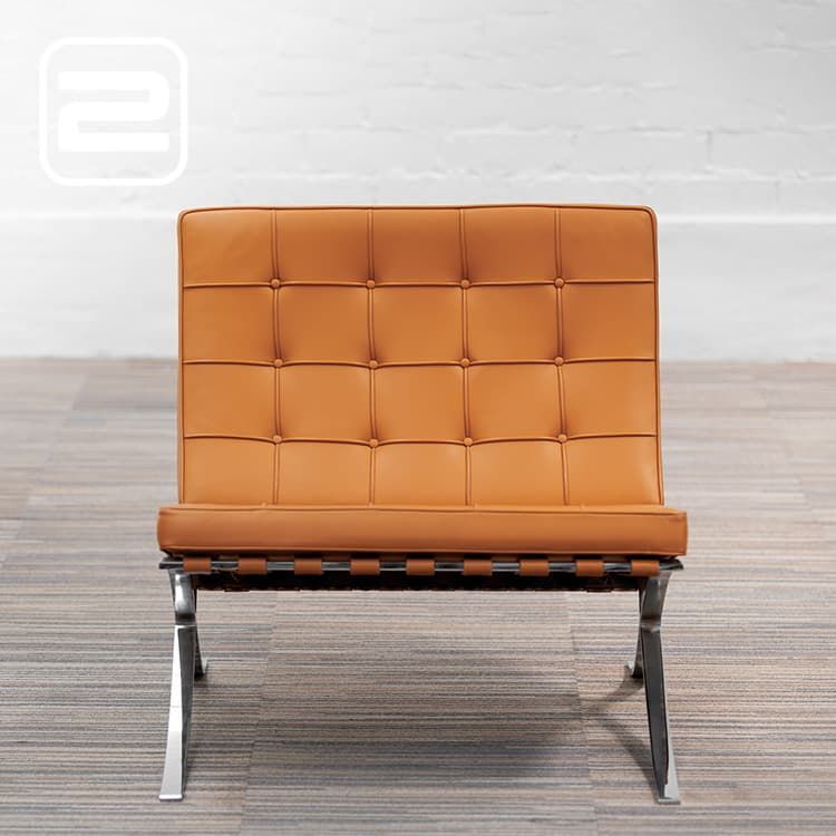 KNOLL Barcelona Chair Armchair by Ludwig Mies van der Rohe - Camel Leder / Chrome Vierpoot