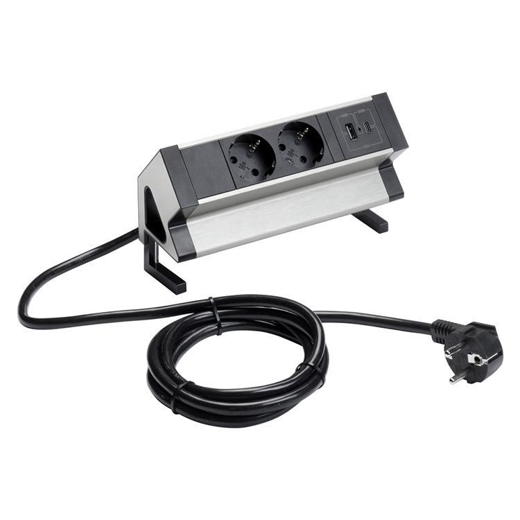 Opbouw Stekkerdoos Powerdock - 1x USB-C, 1x USB-A, 2x Stroom
