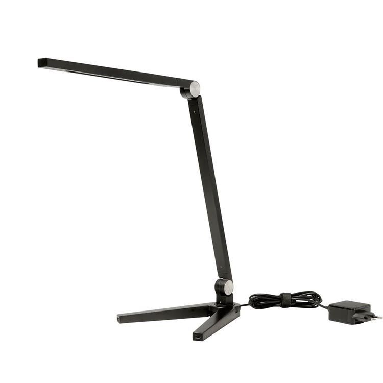 Tafel- Bureaulamp Dimbaar met 1x USB-A, 1x USB-C - Zwart