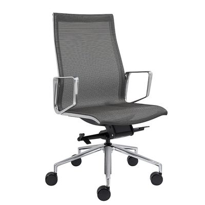 685 SERIE Design Directiestoel Hoge rug - Antraciet Mesh / Alu Voetkr mt wielen