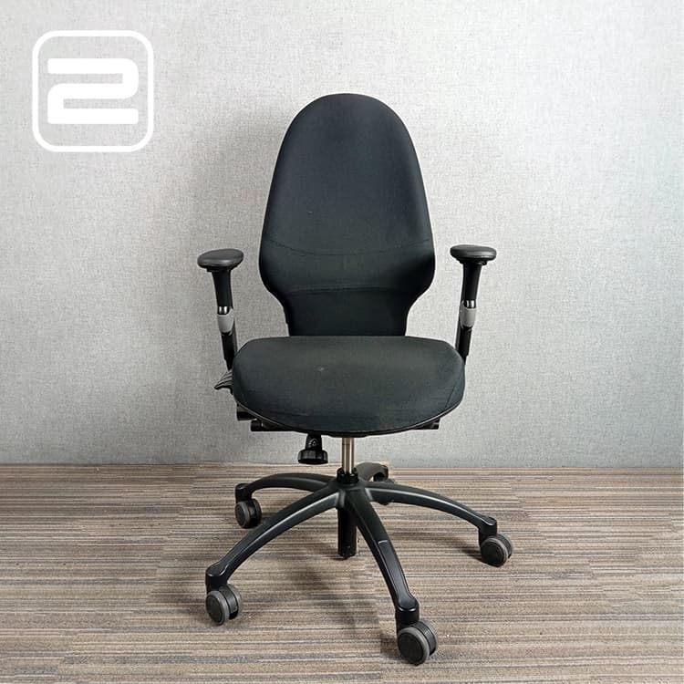 RH Extend Ergonomische Bureaustoel - Zwart stof / Zwart Metaal Voetkr mt wielen