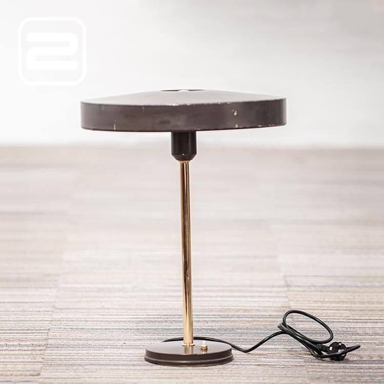 PHILIPS Timor Lamp Tafel- Bureaulamp B40xD40xH53 - Bruin / Gouden 1-voet