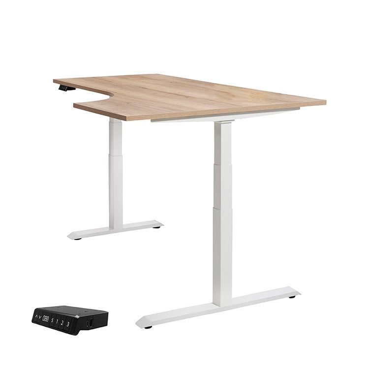 Business XFWING Elektrisch Zit-Sta Hoekbureau (180x80-120x60) B180xD120xH65-130 - Melamine / Metaal T-Poot