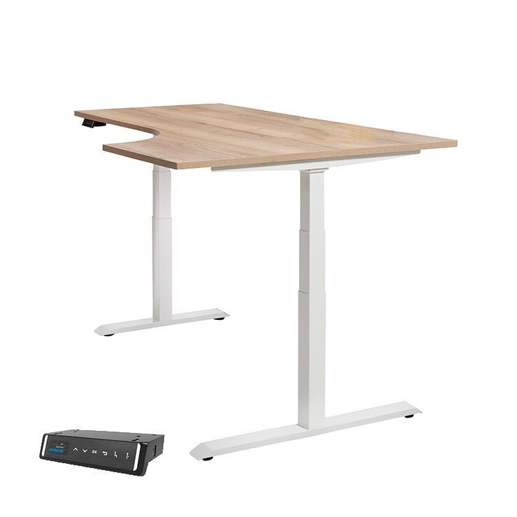 Premium XFWING Elektrisch Zit-Sta Hoekbureau (180x80-120x60) B180xD120xH65-130 - Melamine / Metaal T-Poot