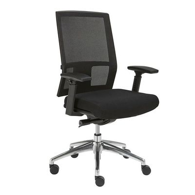 6 SERIE Mesh Bureaustoel - Zwart Mesh / Alu Voetkr mt wielen