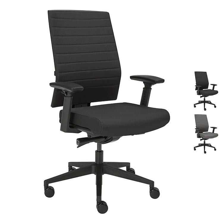 6 SERIE Poly Bureaustoel - Stof / Kunststof Voetkr mt wielen