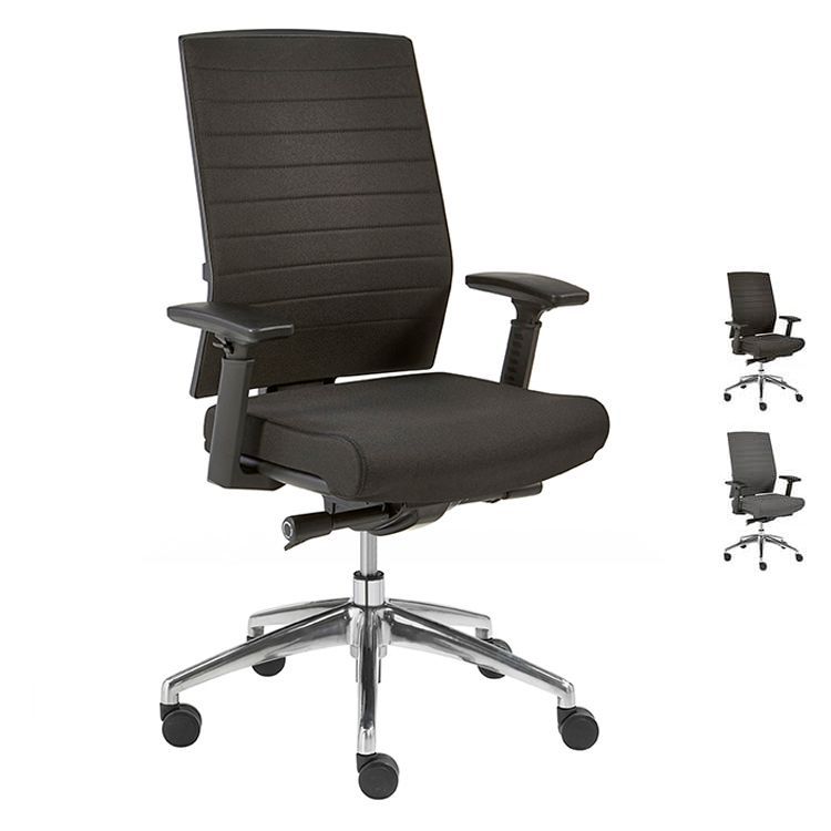 6 SERIE Poly Bureaustoel - Stof / Alu Voetkr mt wielen