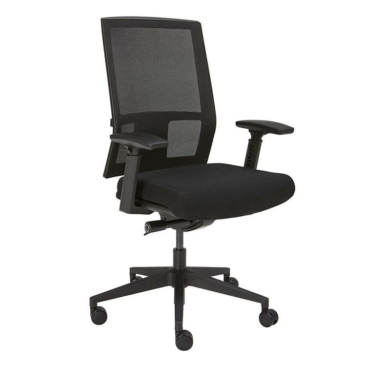 6 SERIE Mesh Bureaustoel - Zwart Mesh / Kunststof Voetkr mt wielen