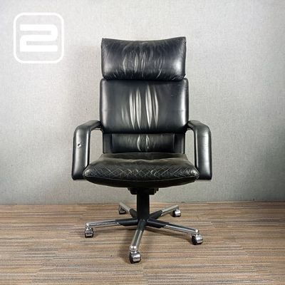 VITRA Figura Ergonomische Bureaustoel by Mario Bellini - Zwart leder / Chrome Sterpoot