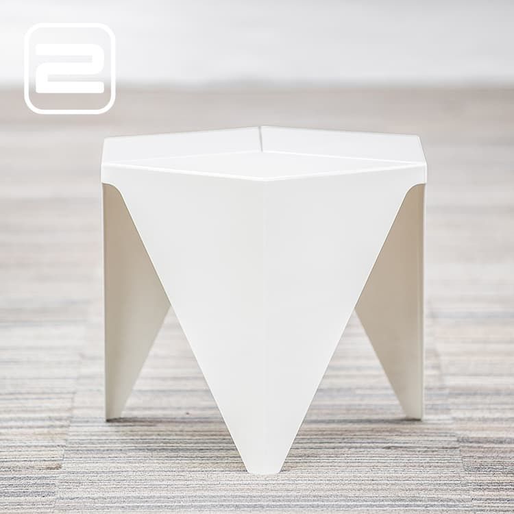 VITRA Prismatic Bijzettafel B41xD41xH38 - Wit Aluminium / Wit aluminium 3-poot