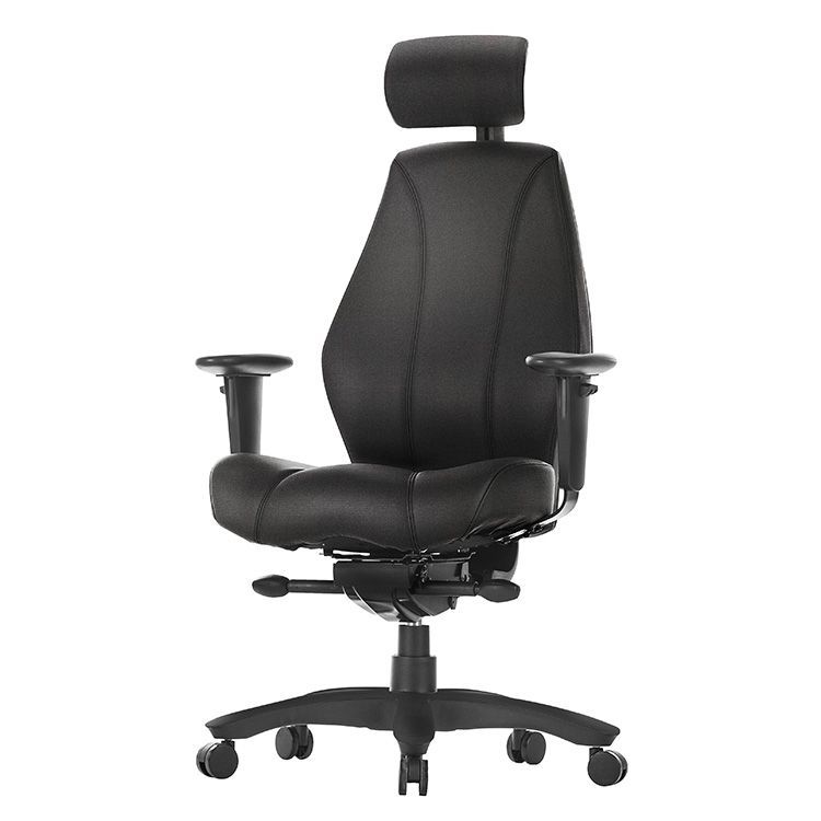 RAPTOR Bureaustoel XL, 24u, Heavy Duty - Zwart Stof / Zwart Metalen Voetkr mt wielen