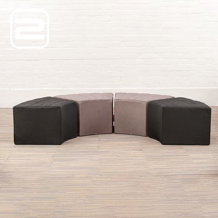 Set van 4x FATBOY 2nd Avenue Parc Poef B88xL57xH49 - Grijs en Zwart Polyesther / Grijs en Zwart Polyesther