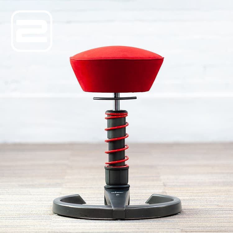 AERIS Swopper Kruk by Henner Jahns - Rood Velours / Zwart Metalen 1-poot