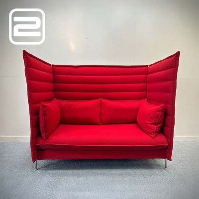 VITRA Alcove Zitbank 2-zit B160xD85xH138 - Rood Stof / Metaal Vierpoot