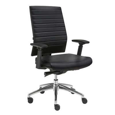 6 SERIE Leatherlook Bureaustoel - Zwart Kunstleder / Alu Voetkr mt wielen