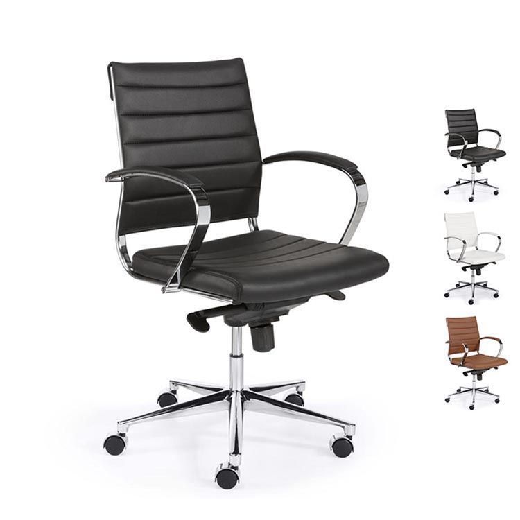 600 SERIE Design Bureaustoel / Vergaderstoel Lage rug - Kunstleder / Alu Voetkr mt wielen