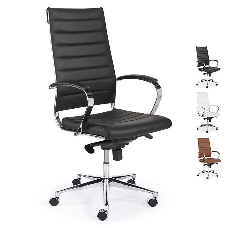 601 SERIE Design Directiestoel / Vergaderstoel Hoge rug - Kunstleder / Alu Voetkr mt wielen