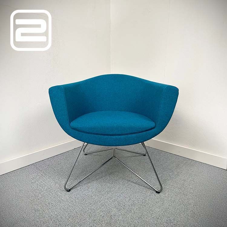PROFIM Sorriso Ontvangststoel - Blauw Stof / Chrome / Metaal Sterpoot