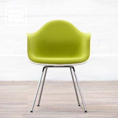 VITRA Eames Plastic Armchair DAX Stoel - Pastel Groen Stof / Chrome Vierpoot