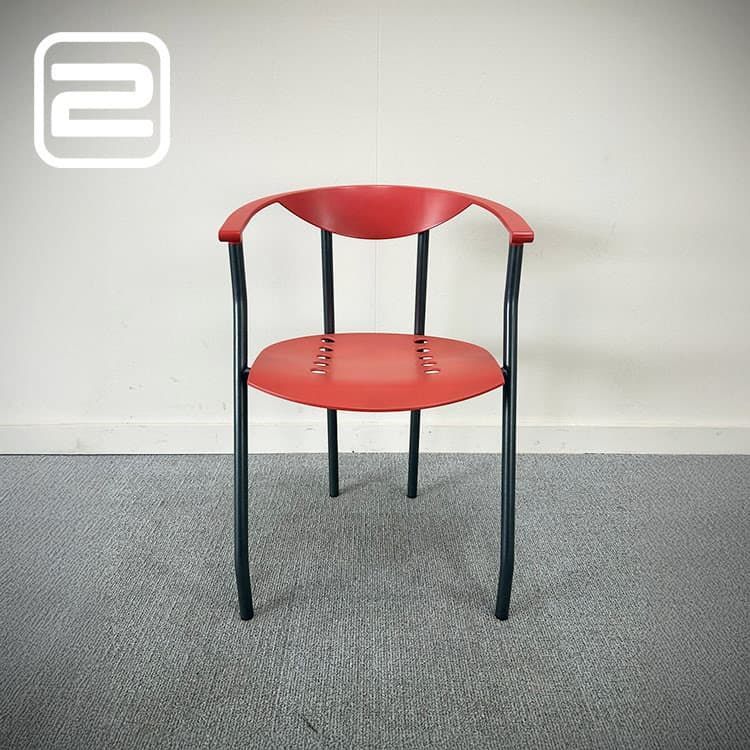 DIETIKER Bezoekersstoel Stapelbaar - Rood Kunststof / Zwart Metaal Vierpoot