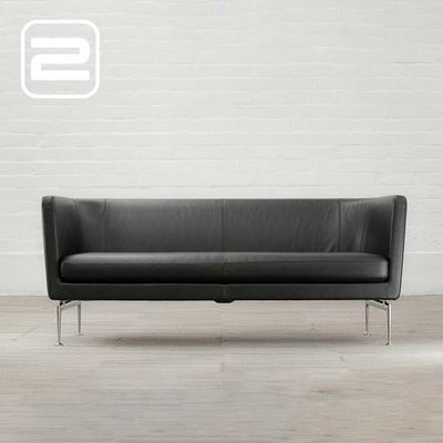 VITRA Suita Club Zetel 2-zit B160xD60xH70 - Zwart Leder / Chrome Vierpoot