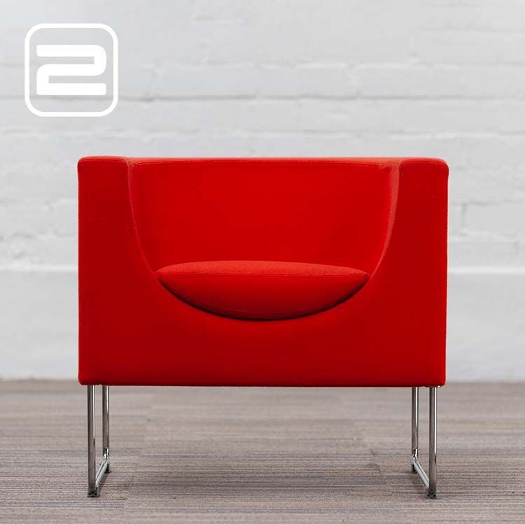 STUA Nube design Armchair vierkant - Rood Stof / Chrome Slede