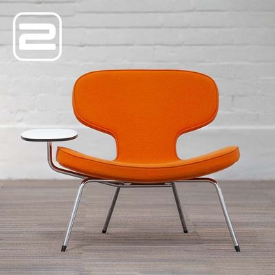 ARTIFORT Libel Lounge Zetel tafeltje links - Oranje Stof / Chrome Vierpoot