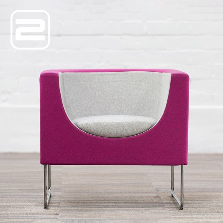 STUA Nube design Lounge Chair - Fuchsia / grijs Stof / Chrome Slede