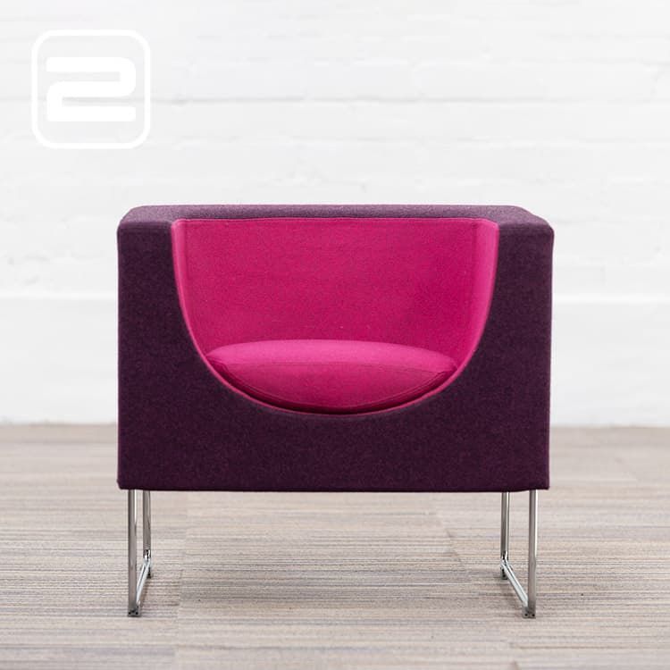 STUA Nube design Lounge Chair - Paars / Fuchsia Stof / Chrome Slede