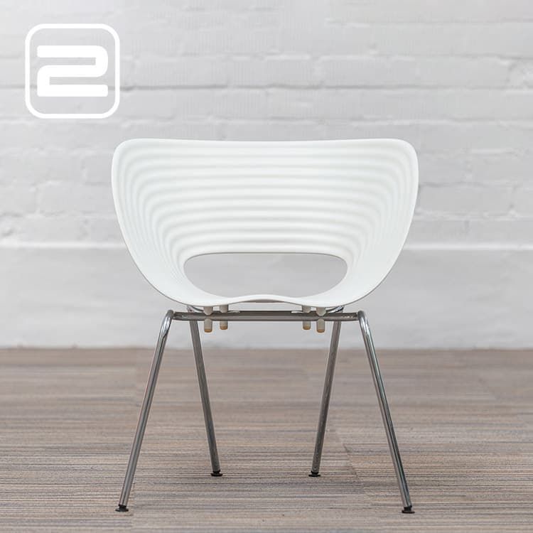VITRA Tom Vac Bezoekersstoel Stapelbaar - Wit Kunststof / Chrome Vierpoot