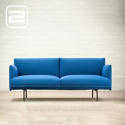 MUUTO Outline Remix 163 Zitbank 3-zit by Anderssen & Voll (Noors designduo Torbjørn Anderssen en Espen Voll) B170xD84xH71 - Blauw Stof / Aluminium Zwart Vierpoot