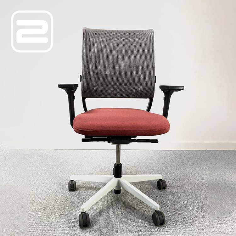 SEDUS Netwin Bureaustoel - Oranje / Grijs Stof / Mesh / Lichtgrijs metalen Voetkr met wielen