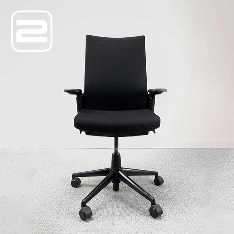 AHREND 2020 Extra Verta Bureaustoel - Zwart Stof / Zwart metalen Voetkr met wielen