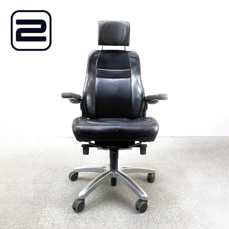 BMA ERGONOMICS Secur24 Directiestoel 24-hour chair - Zwart Leder / Grijs metalen Voetkr met wielen