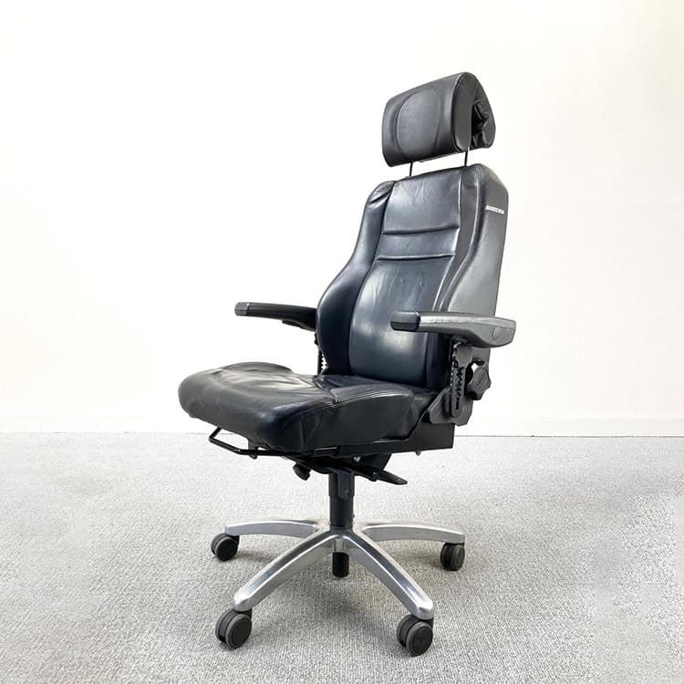 BMA ERGONOMICS Secur24 Directiestoel 24-hour chair - Zwart Leder / Grijs metalen Voetkr met wielen