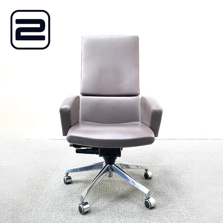 NN Directiestoel - Grijs / paars Kunstleer / Grijs metalen Voetkr met wielen